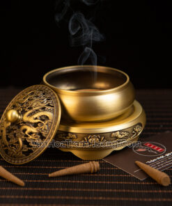 Lư xông trầm bằng đồng nắp rồng phượng