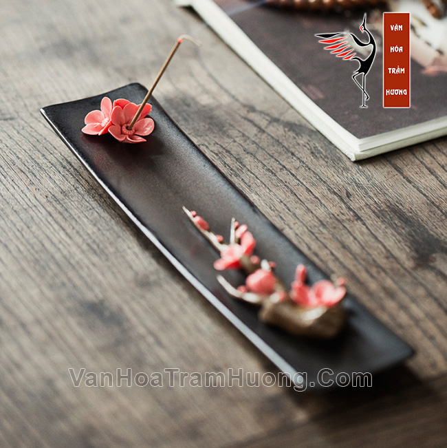 Khay cắm nhang trầm họa tiết Hoa Đào - Ảnh 2