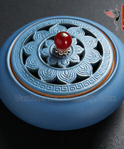 Lư xông trầm bằng gốm màu xanh dương