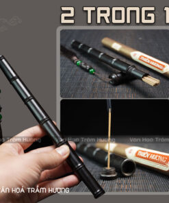 Ống đựng nhang trầm không tăm gỗ Mun dáng Trúc độc đáo