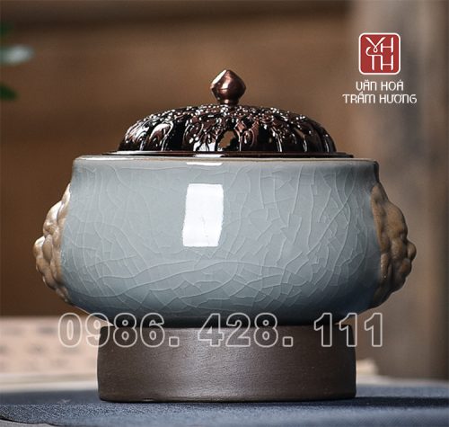 Lư xông trầm bằng điện gốm men ngọc photo review