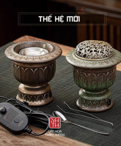 Lư điện gốm men lá